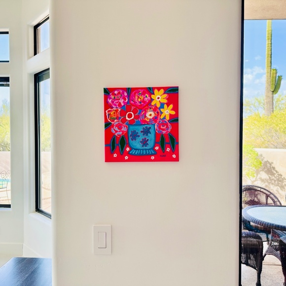 Original Painting Abstract Collectible Floral Still Life 12" x 12" x .50" - Picture 9 of 9